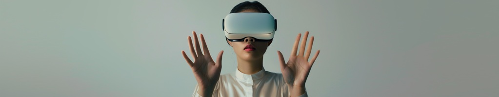 a woman wearing VR glasses